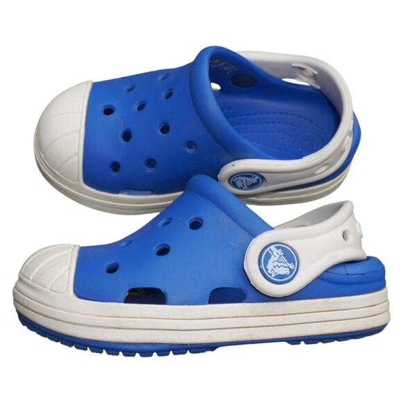 Kids Crocs Blue & White Clog Sandals Size C6 Slip-On Comfort Shoes - Picture 3 of 7